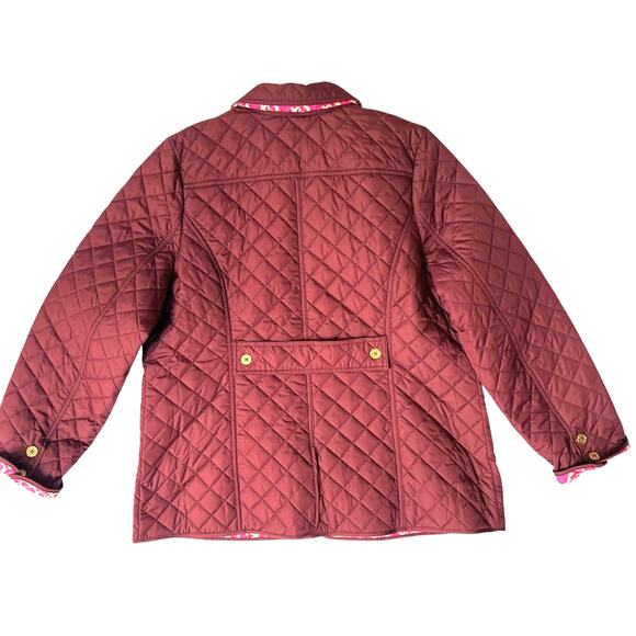 C. Wonder Quilted Burgundy Jacket Women’s XL Pink Print Lining Button Front - Picture 3 of 14
